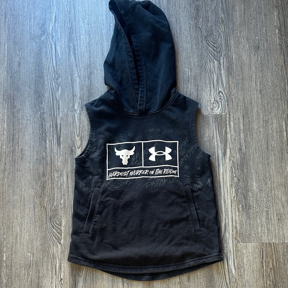 Under Armour Kids Black Sleeveless Hoodie with Graphic